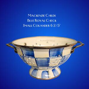 MacKenzie-Childs Small Royal Check Blue Colander Strainer
